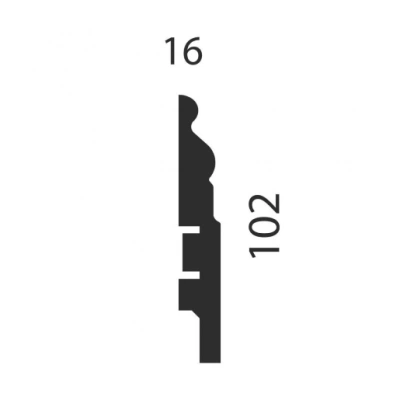 Плинтус AP18 под покраску, белый, 102x16x2400 мм, МДФ
