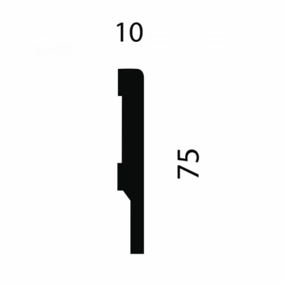 Плинтус AP72 под покраску, белый, 75x10x2400 мм, МДФ