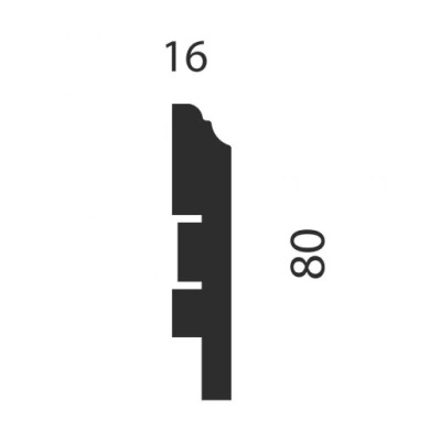 Плинтус AP07 под покраску, белый, 80x16x2400 мм, МДФ
