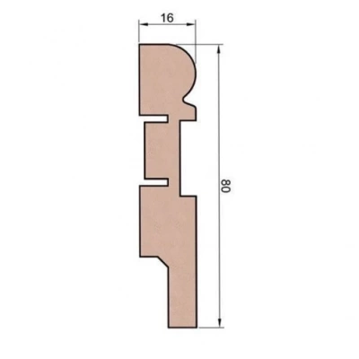 Плинтус AP28 под покраску, белый, с пазом под 20 молдинг, 80x16x2400 мм, МДФ
